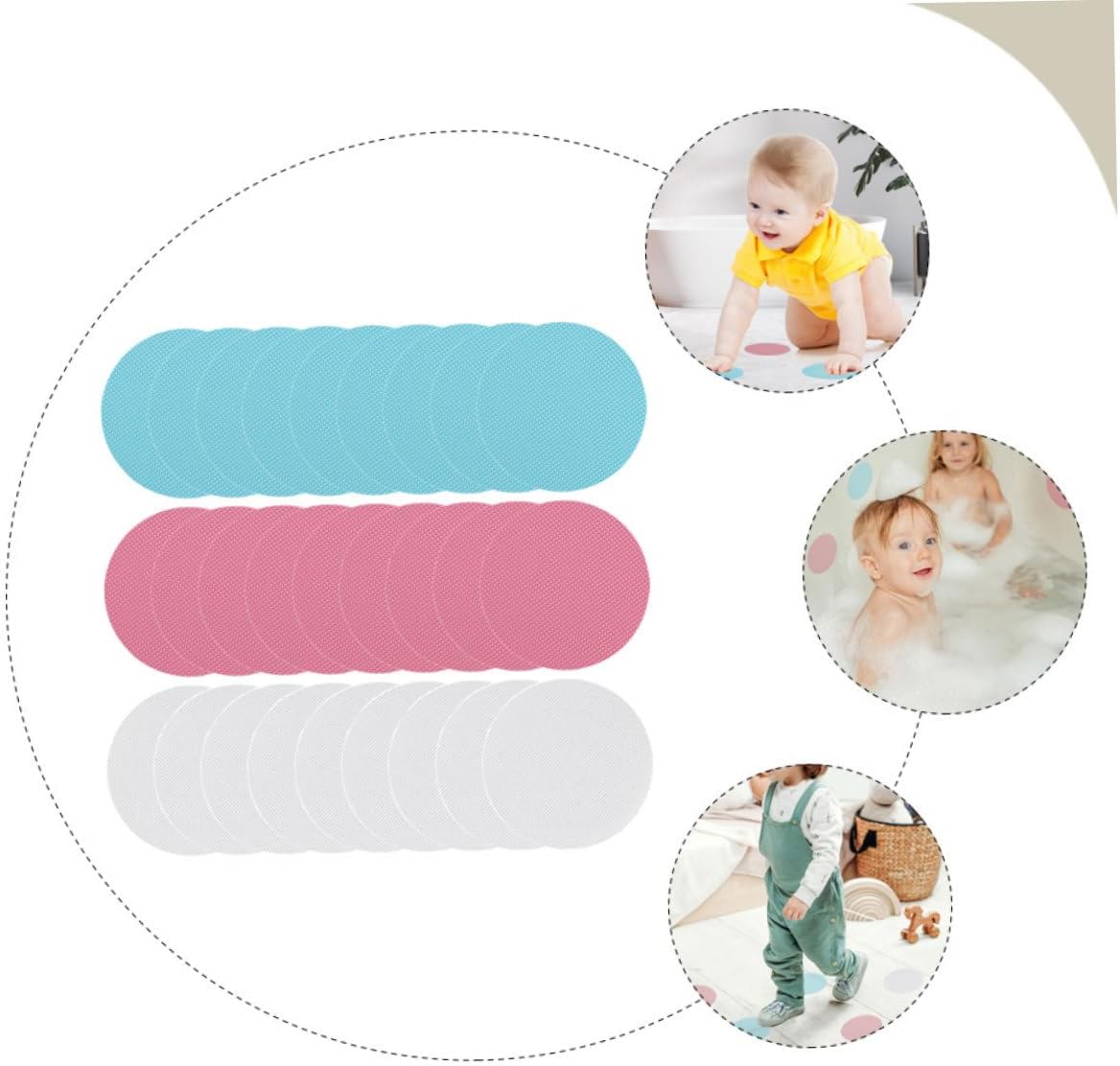 36pcs Round Bathtub Floor Stickers Non-Decals for Bathroom Kitchen