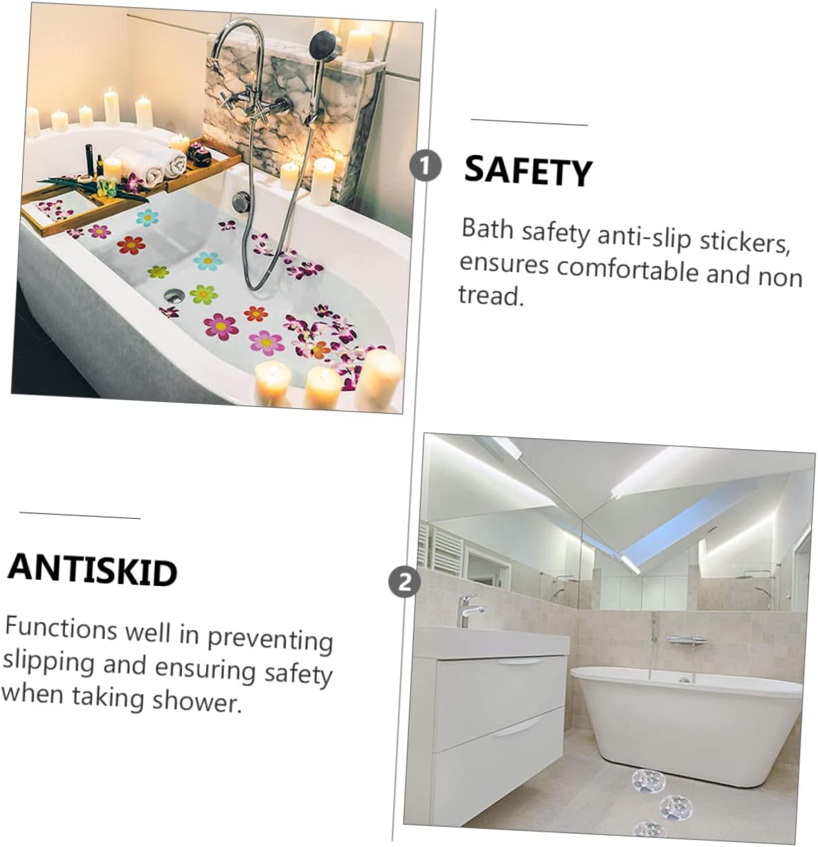 VOSAREA 14Pcs Bath Safety Stickers for Showers and Pools