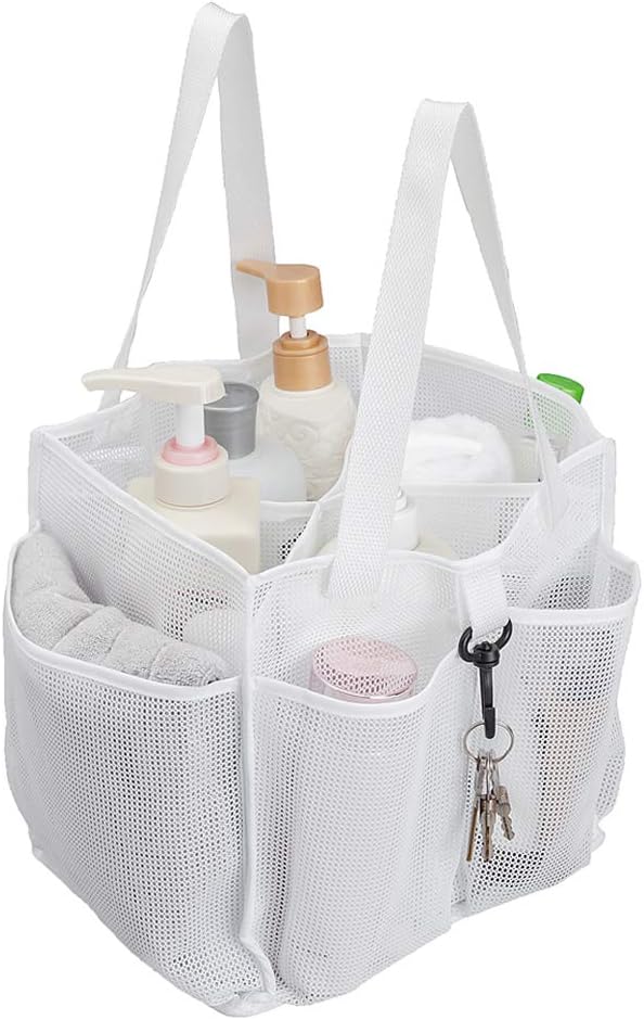 ALYER Mesh Shower Caddy Basket with Large Compartment and 6 Deep Pockets