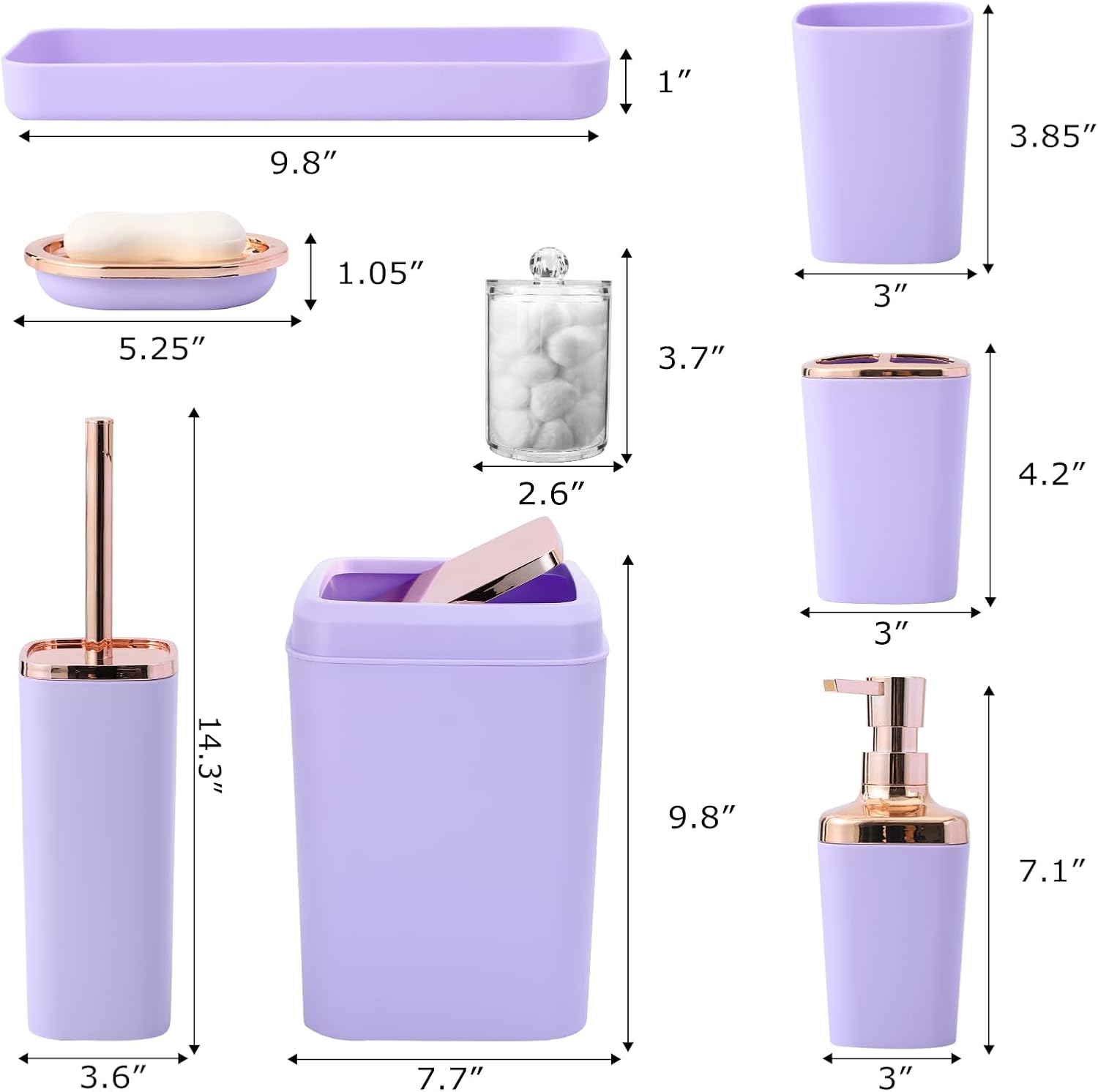 XLHOMO 9-Piece Purple Bathroom Accessories Set