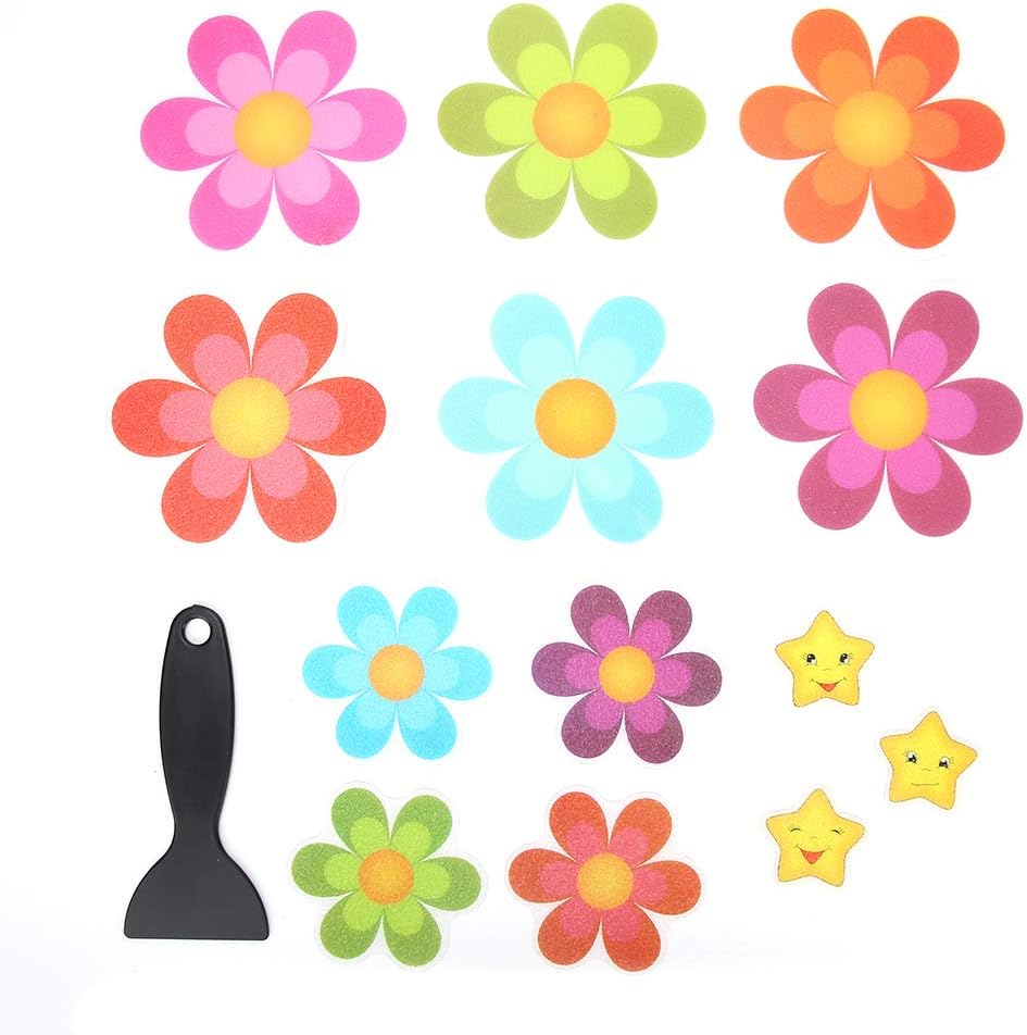 Glomora 13pcs Waterproof Non Slip Flower Stickers for Bathtub