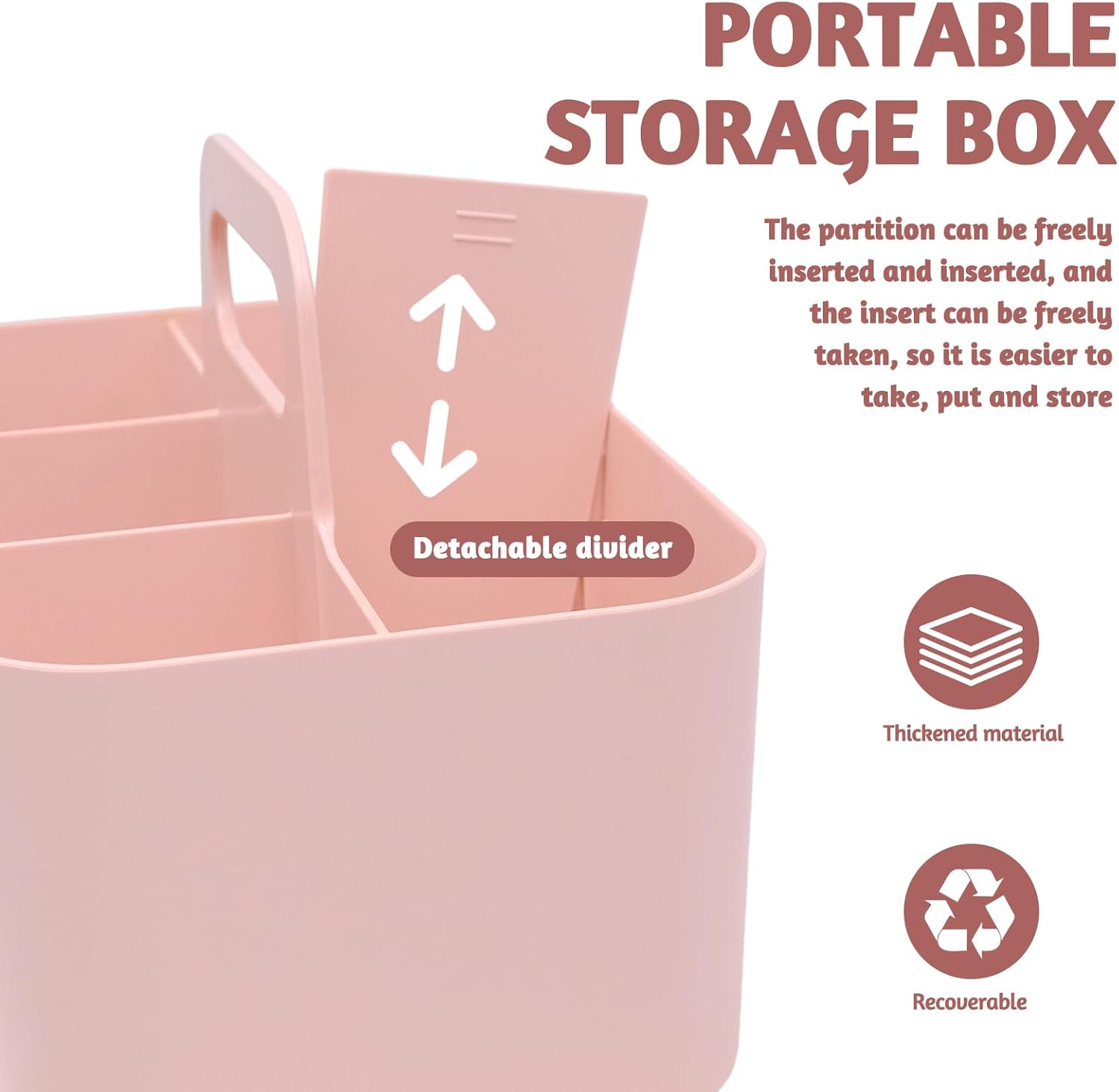 Pink Plastic Shower Caddy with 5 Grids and Handle