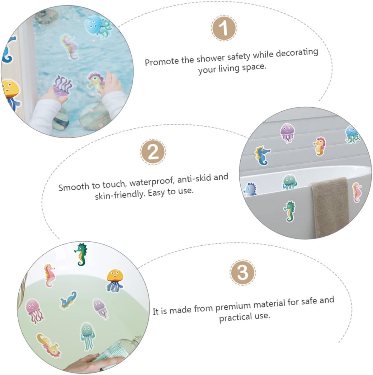 Ciieeo 10pcs Cartoon Non-Skid Bathtub Stickers 1