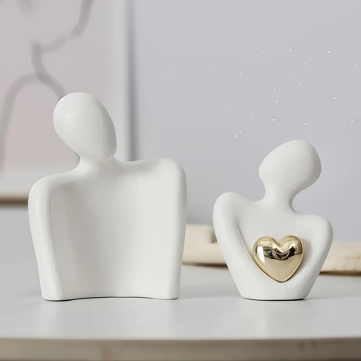 White Ceramic Hugging Couple Love Sculpture 315