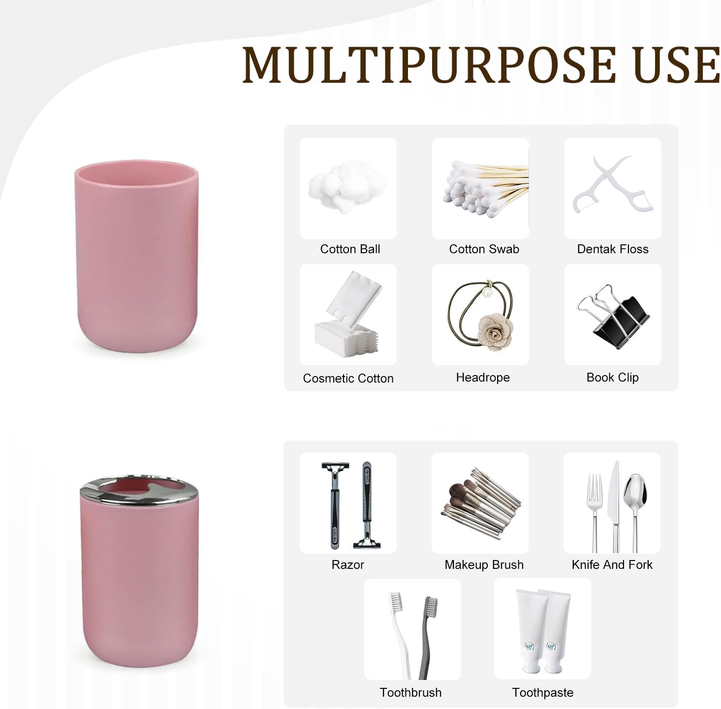 CERBIOR 6-Piece Bathroom Accessory Set Blush Pink 1