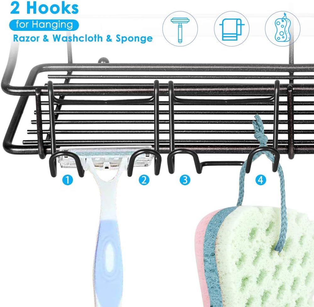 Nieifi Shower Caddy Shelf with Hooks 2 Pack