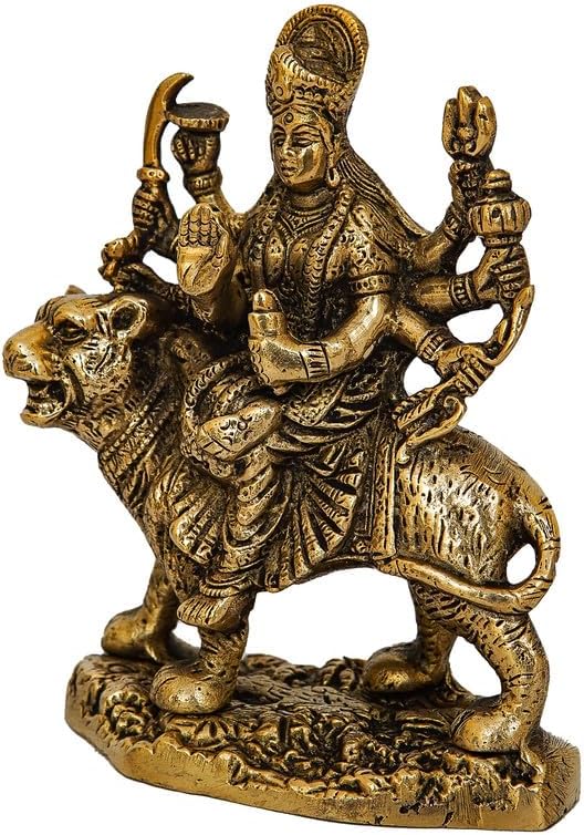 Statuestudio Durga Idol Gold Finish Brass Statue