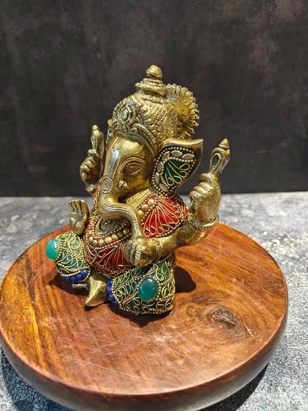 Statuestudio Brass Ganesha Statue Gold Finish