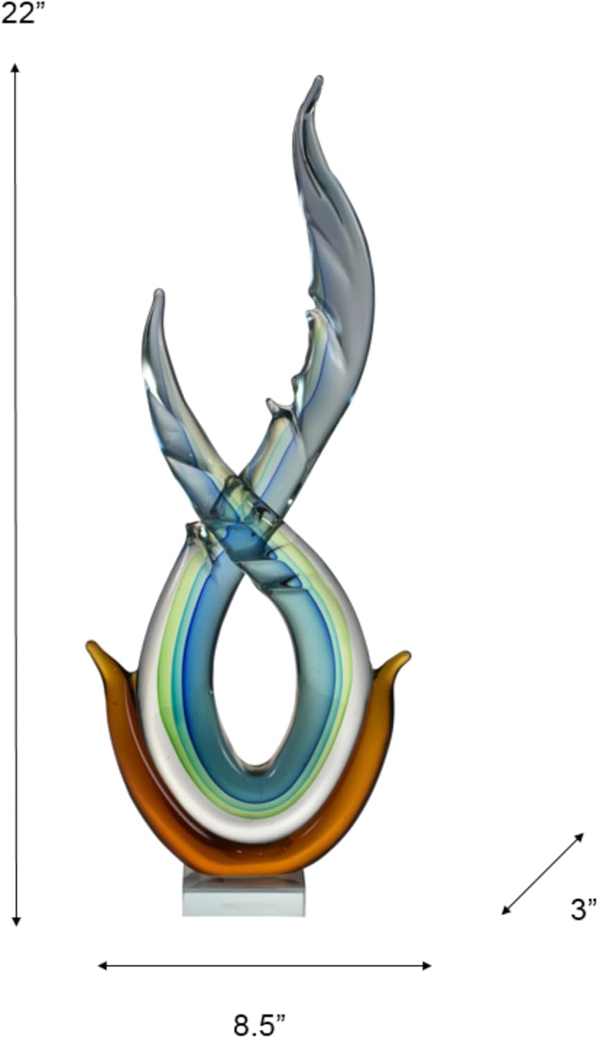 Dale Tiffany AS17012 Art Glass Sculpture Amber Aqua 1