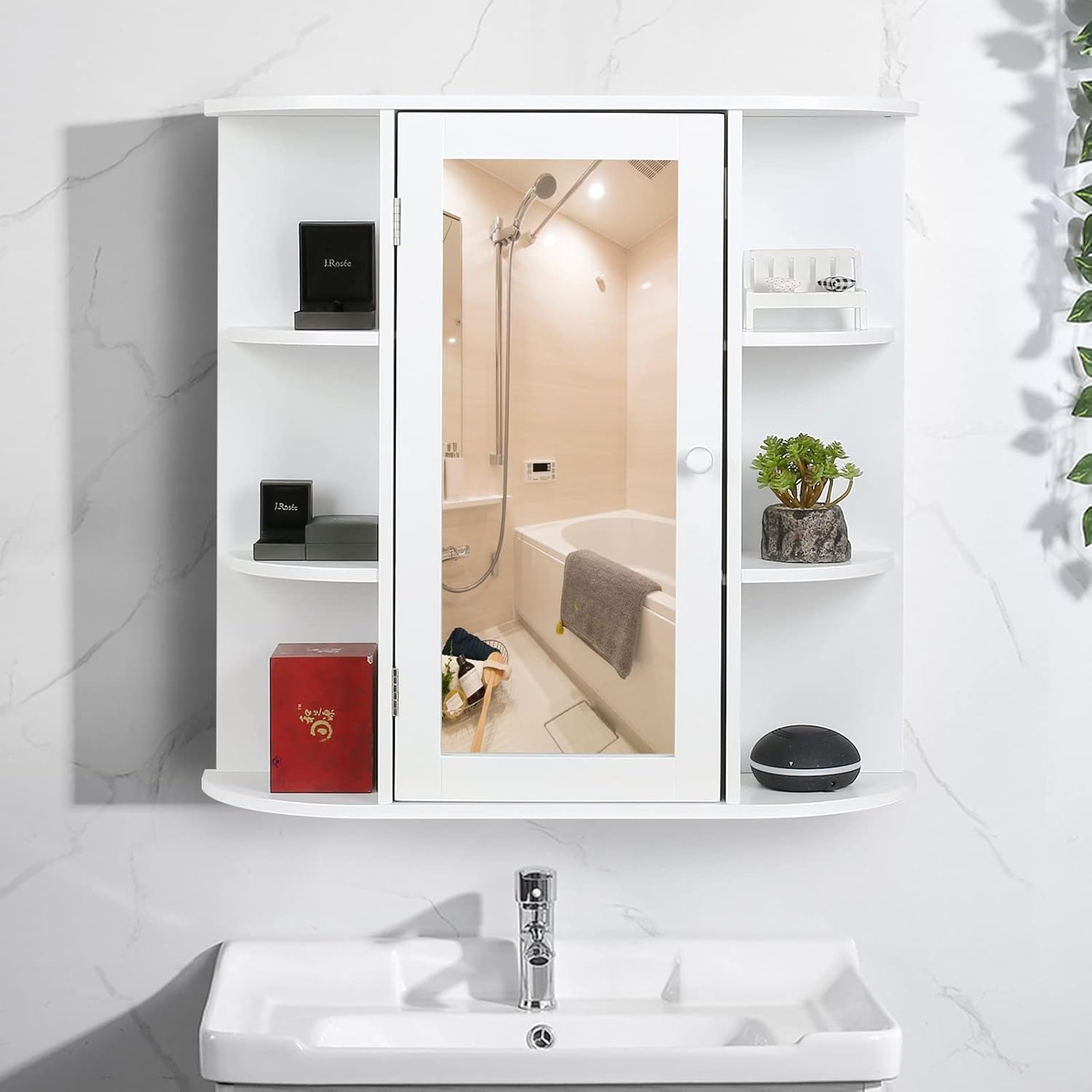SOMY Medicine Cabinet with Mirror 6 Tier Shelves