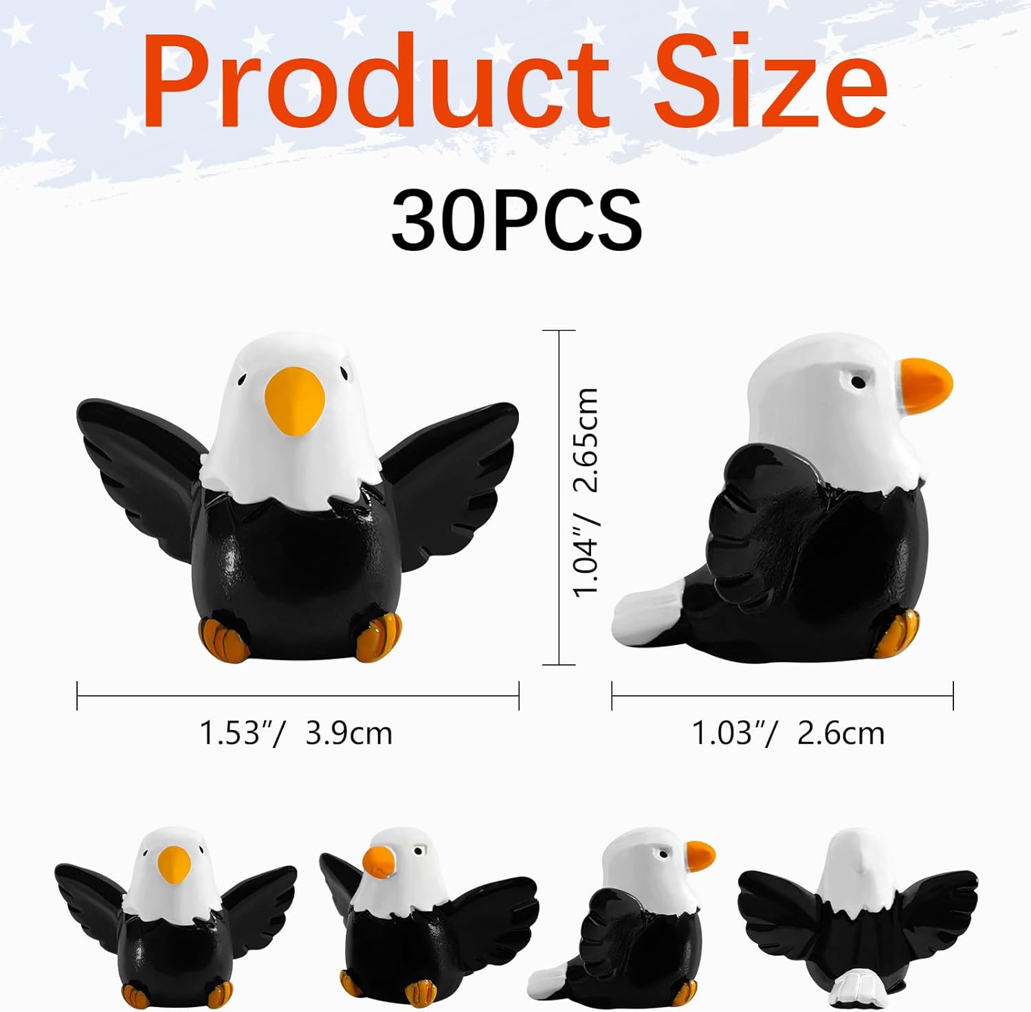 MKAWPOLA 30 Pcs Mini Resin Bald Eagle Decor