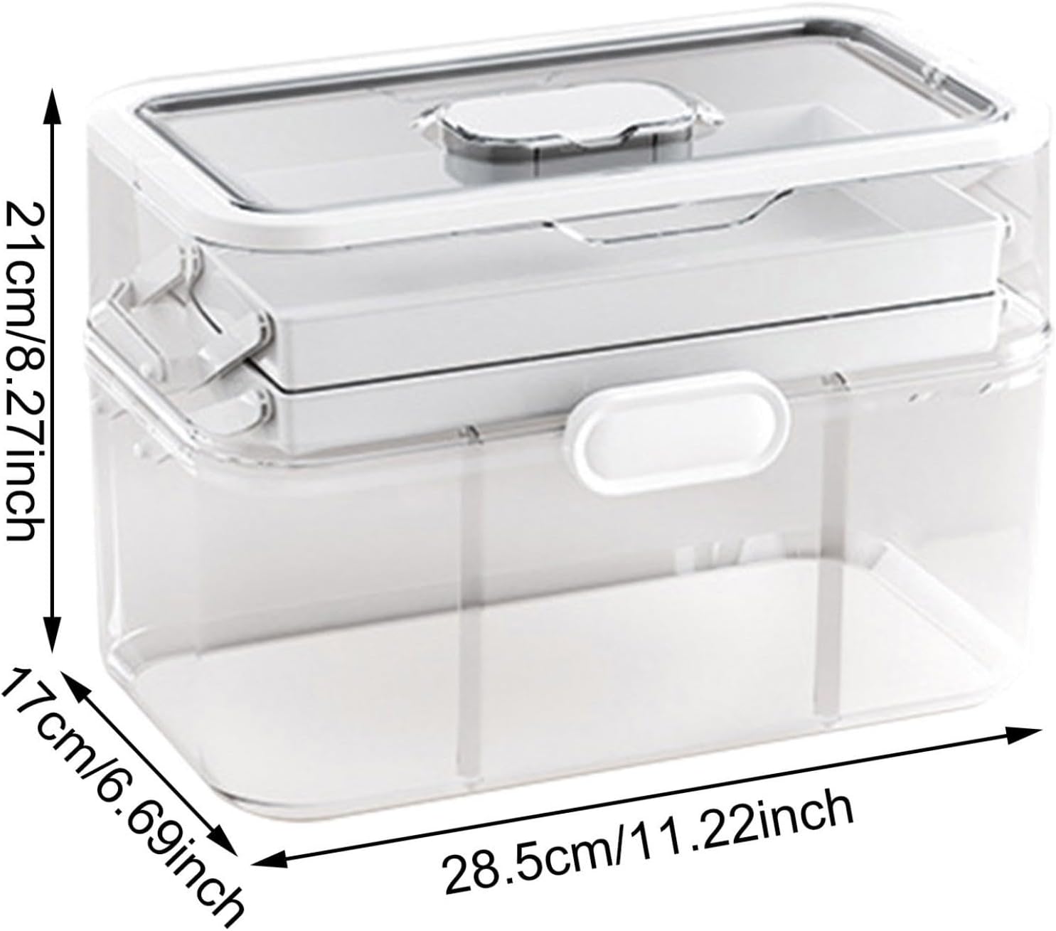 3-Tier Medicine Storage Box with Handle and Detachable Top
