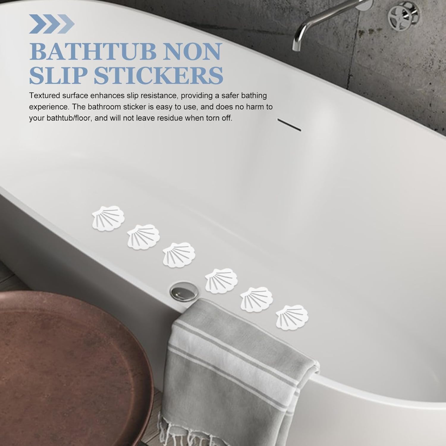 STOBAZA 12pcs Shell Shaped Bathtub Stickers Non-Slip Adhesive Decals