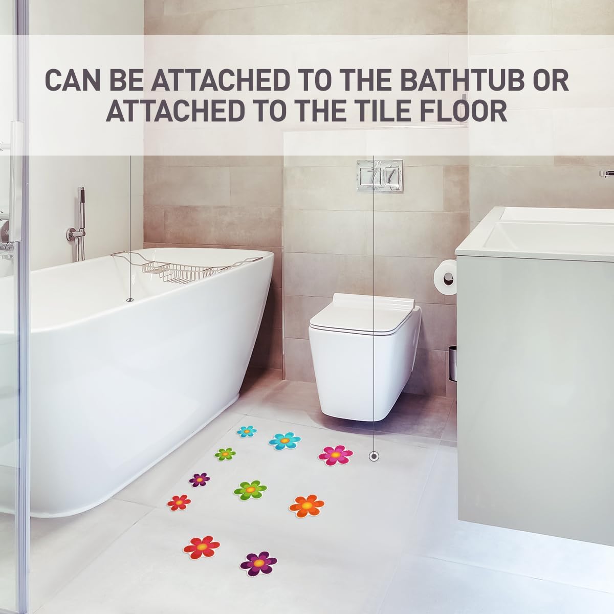 TOPBATHY Flower Decals 10pcs Daisy Bath Stickers