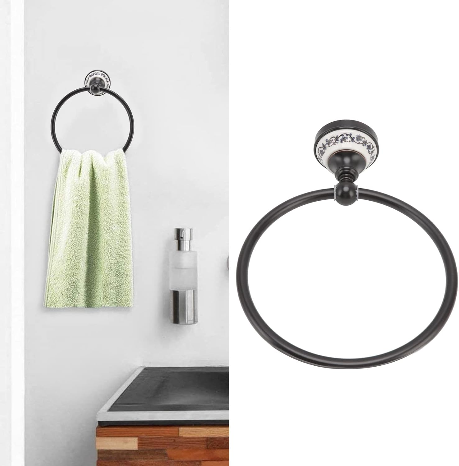 Fafeicy Towel Rack Retro Antique Brass Porcelain Holder
