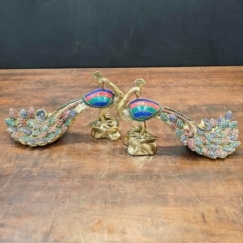 Statuestudio Peacock Pair Brass Statue