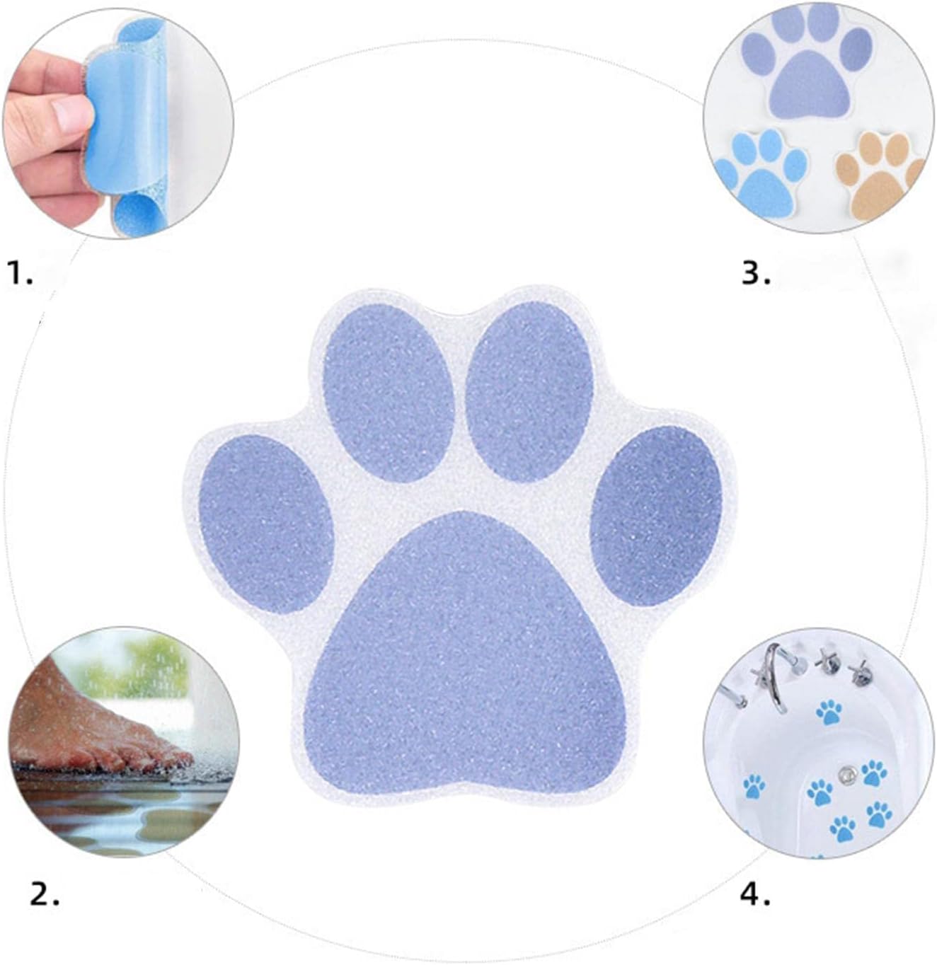 10PCS Bathtub Non-Slip Dog Paw Stickers - Brown