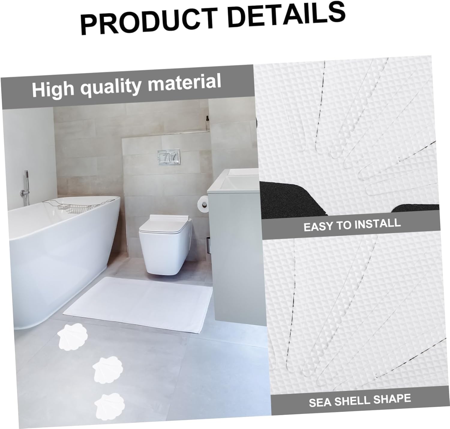 12pcs Non-Slip Bathtub Stickers with White Sea Shell Design