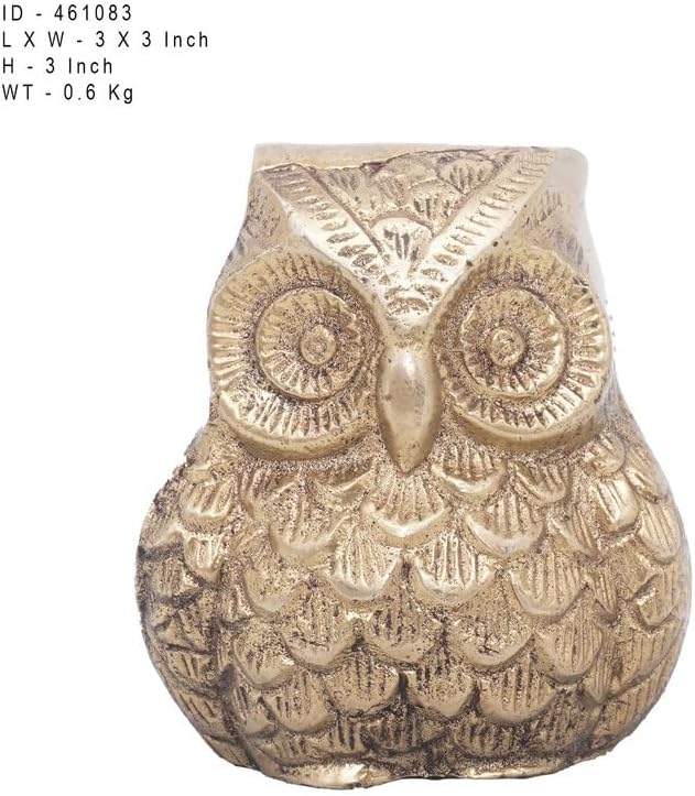 Statuestudio Brass Owl Decor Statue - Gold Finish