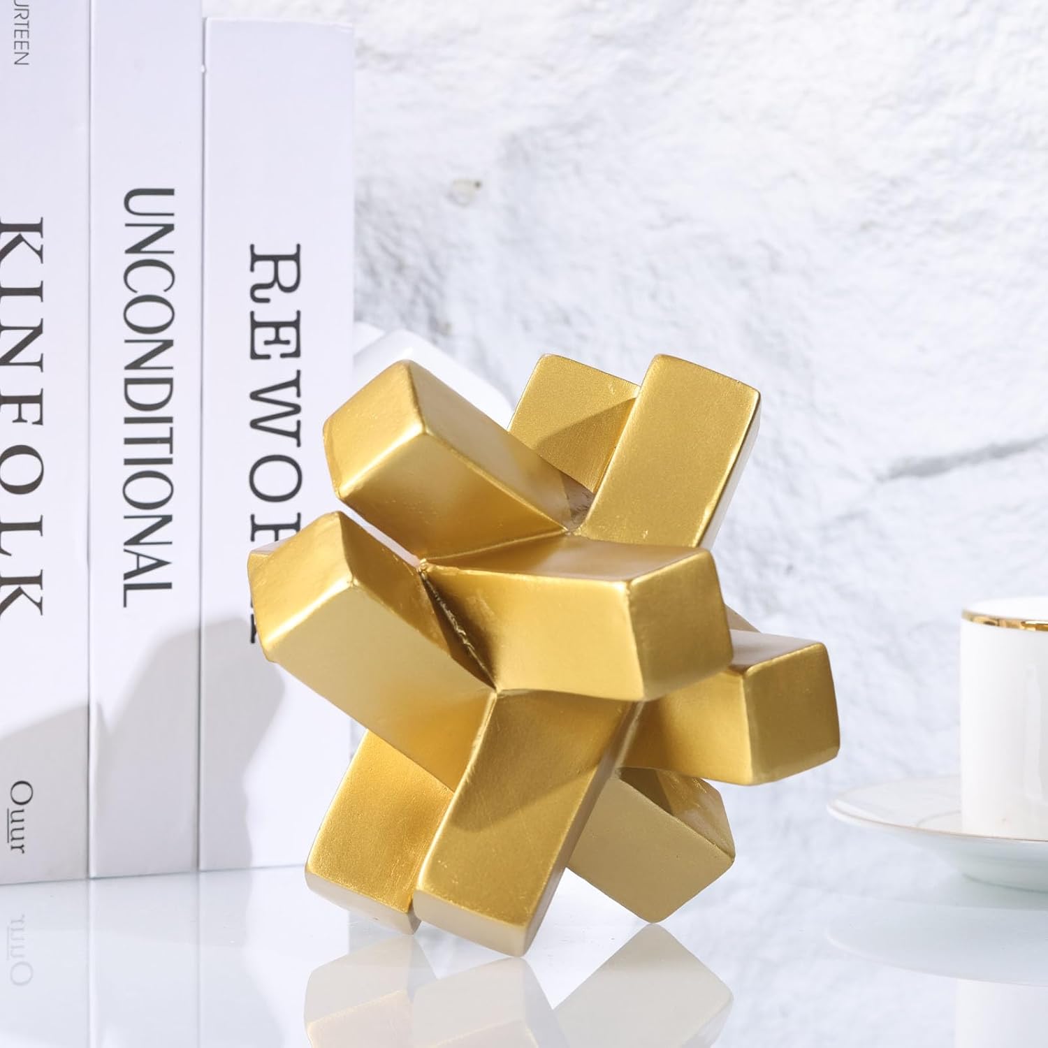XMGZQ Gold Knot Sculpture Coffee Table Decor