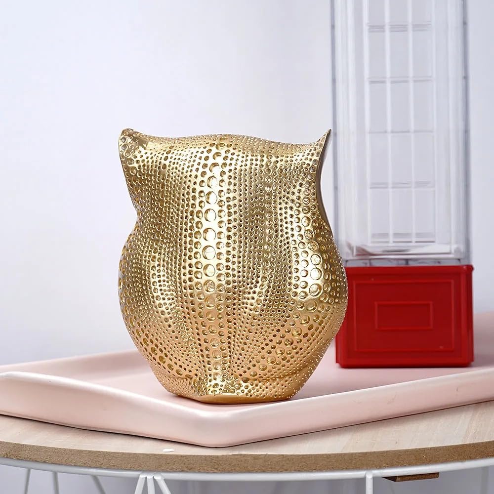 YIKESSHU Gold Owl Sculpture Modern Art Desk Decor