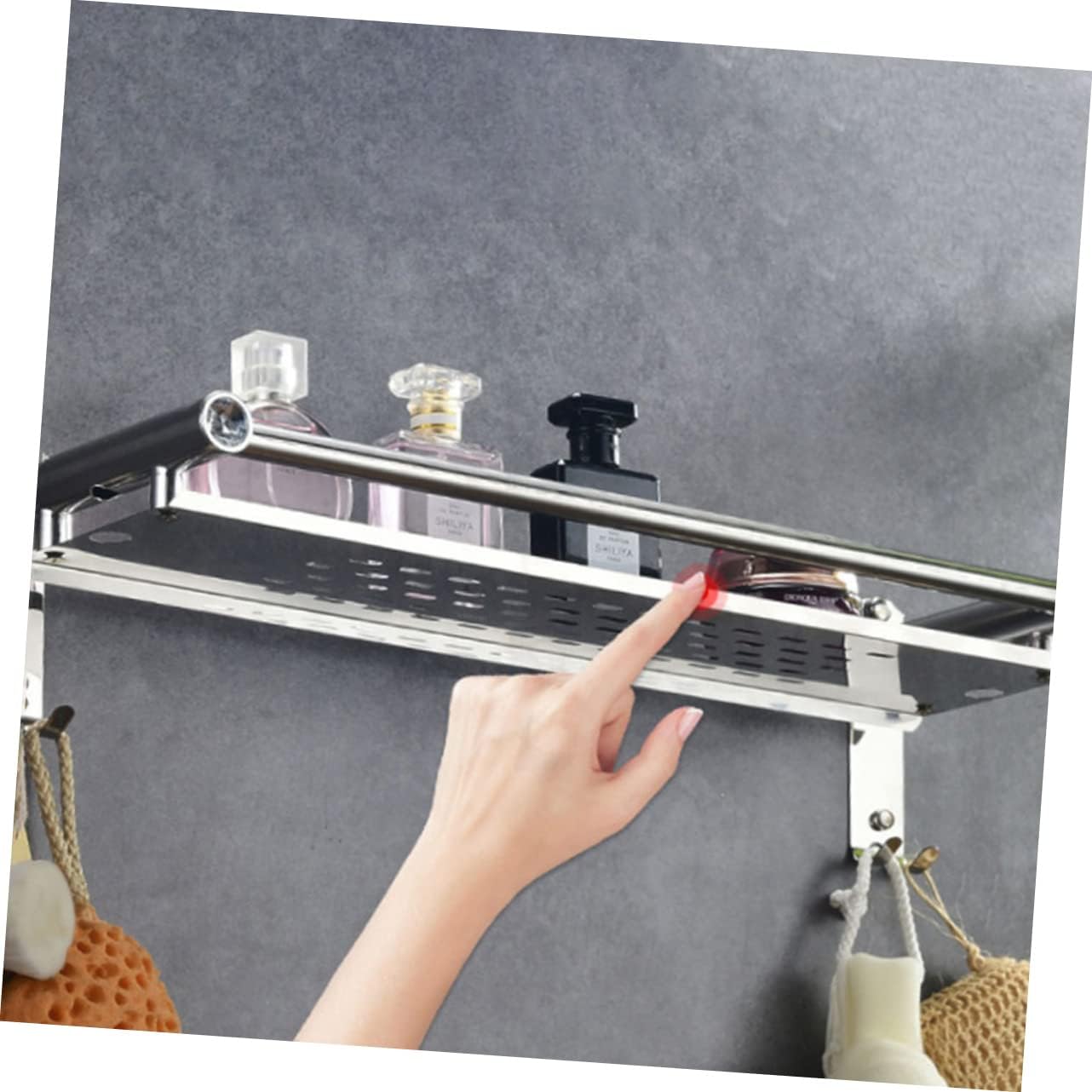 Stainless Steel Bathroom Shelf With Towel Bar Holder
