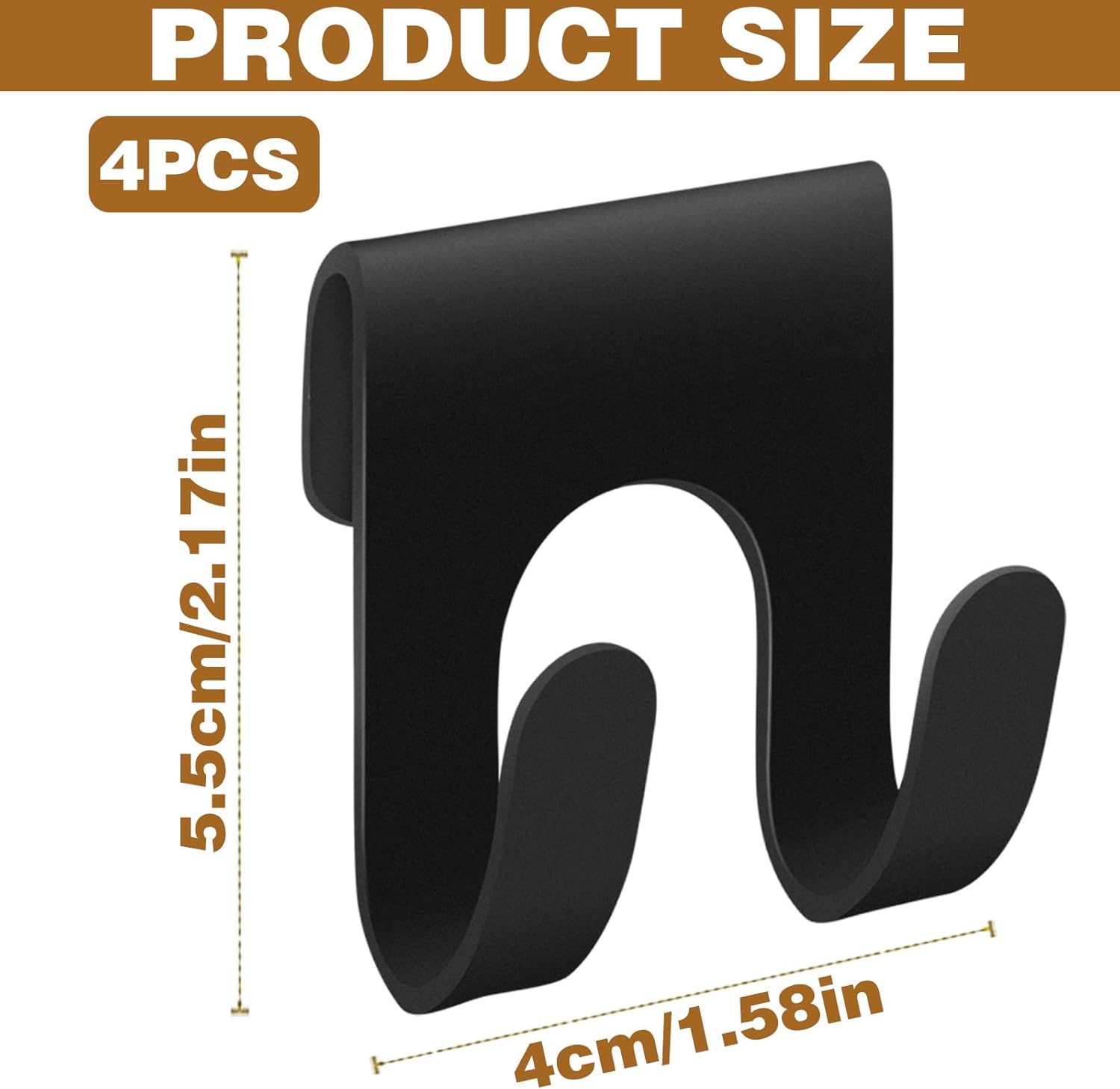 CANIPHA 4Pcs Black Metal Shower Caddy with Double Hooks