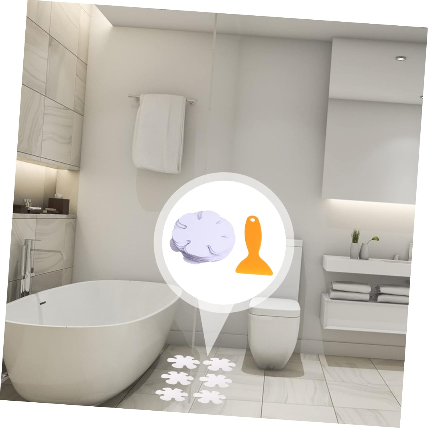 BUGUUYO 20Pcs Flower Shaped Non-Slip Bath Stickers