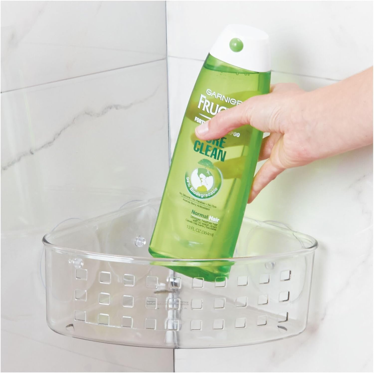 iDesign Corner Shower Basket - Clear Made in USA