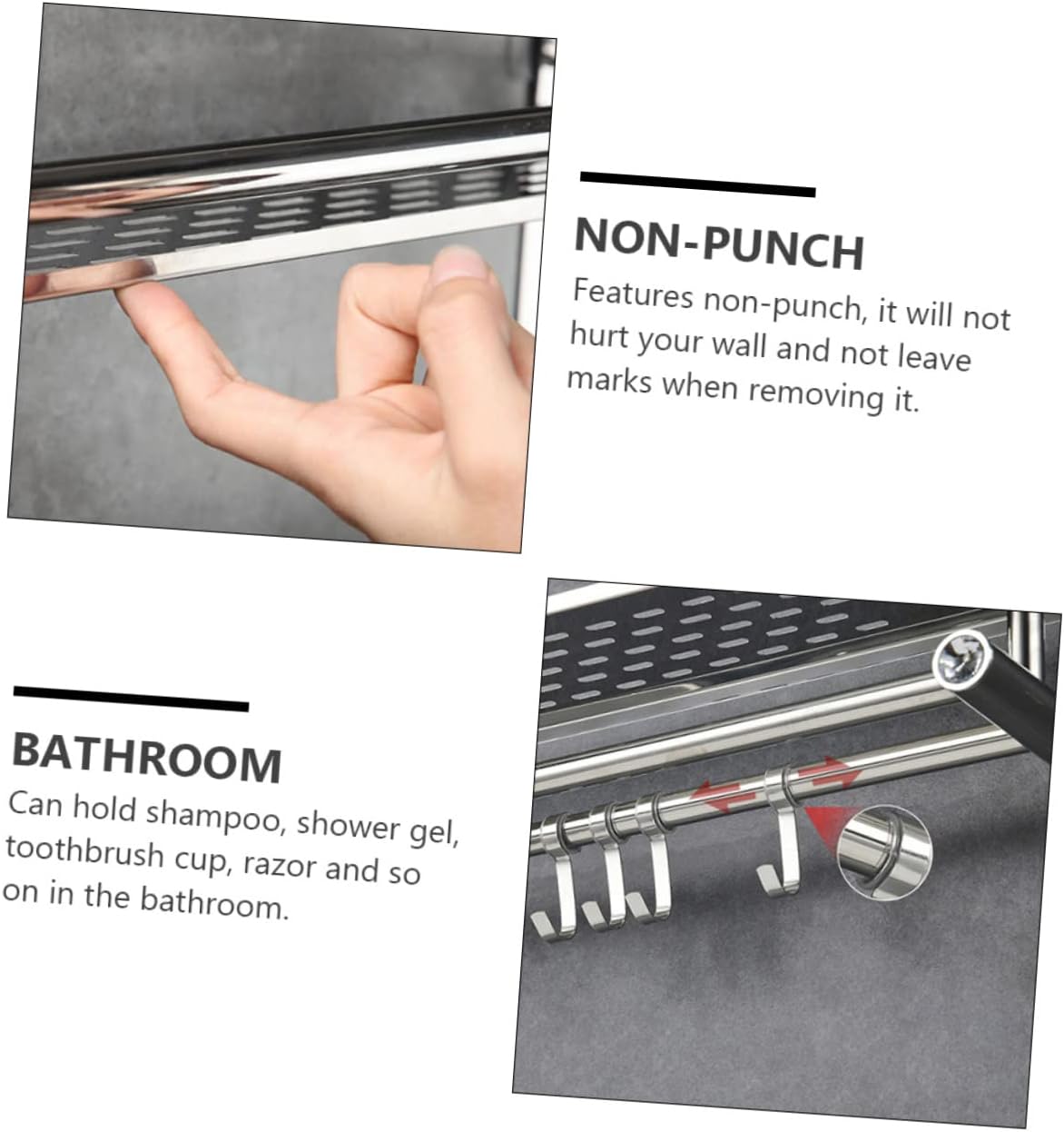 Unomor Shower Wall Storage Rack Stainless Steel