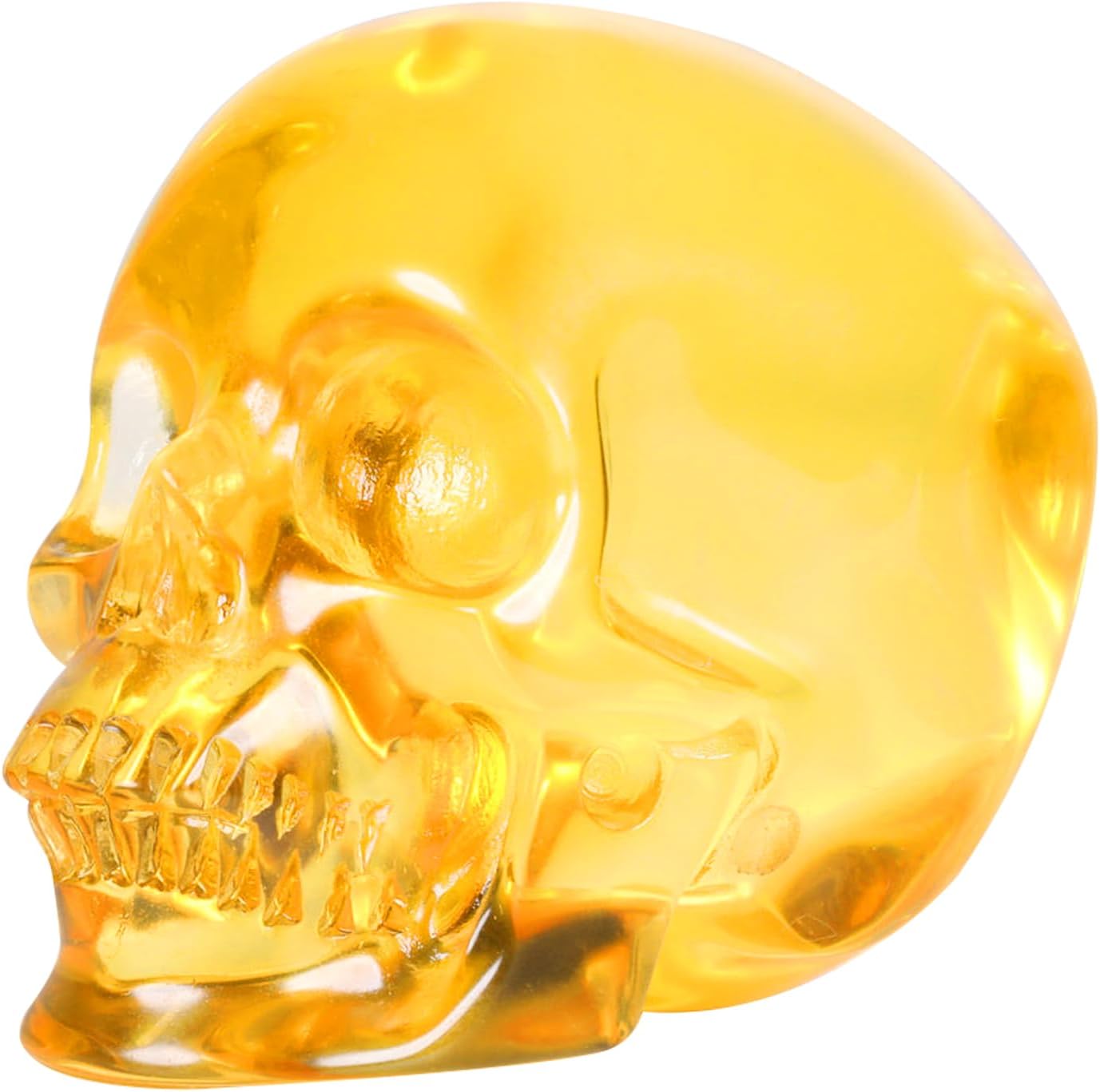 MRSKULL Yellow Glass Crystal Skull Decor Statue