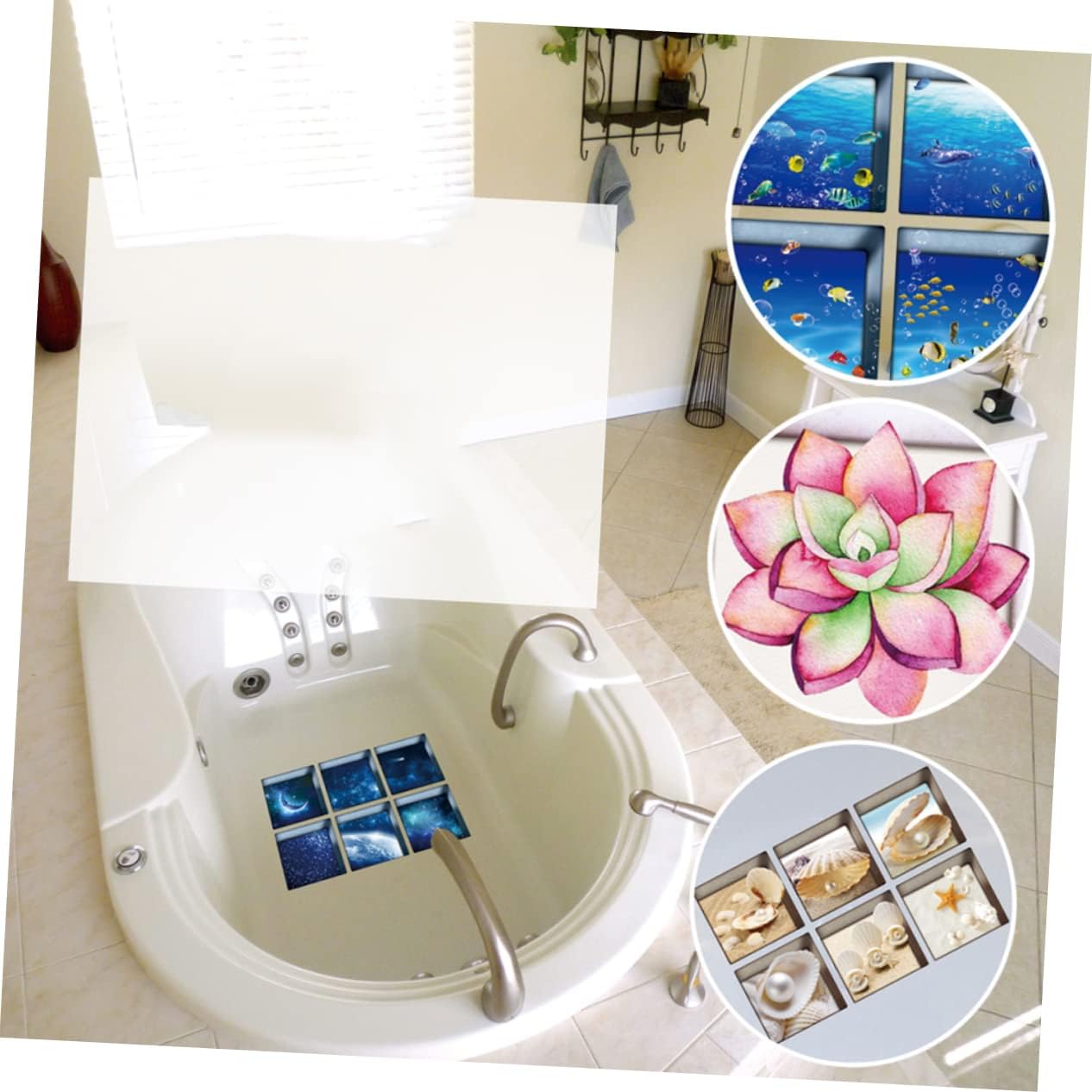 Ciieeo 3D Non Slip Bathtub Decals for Bathroom Wall Stickers
