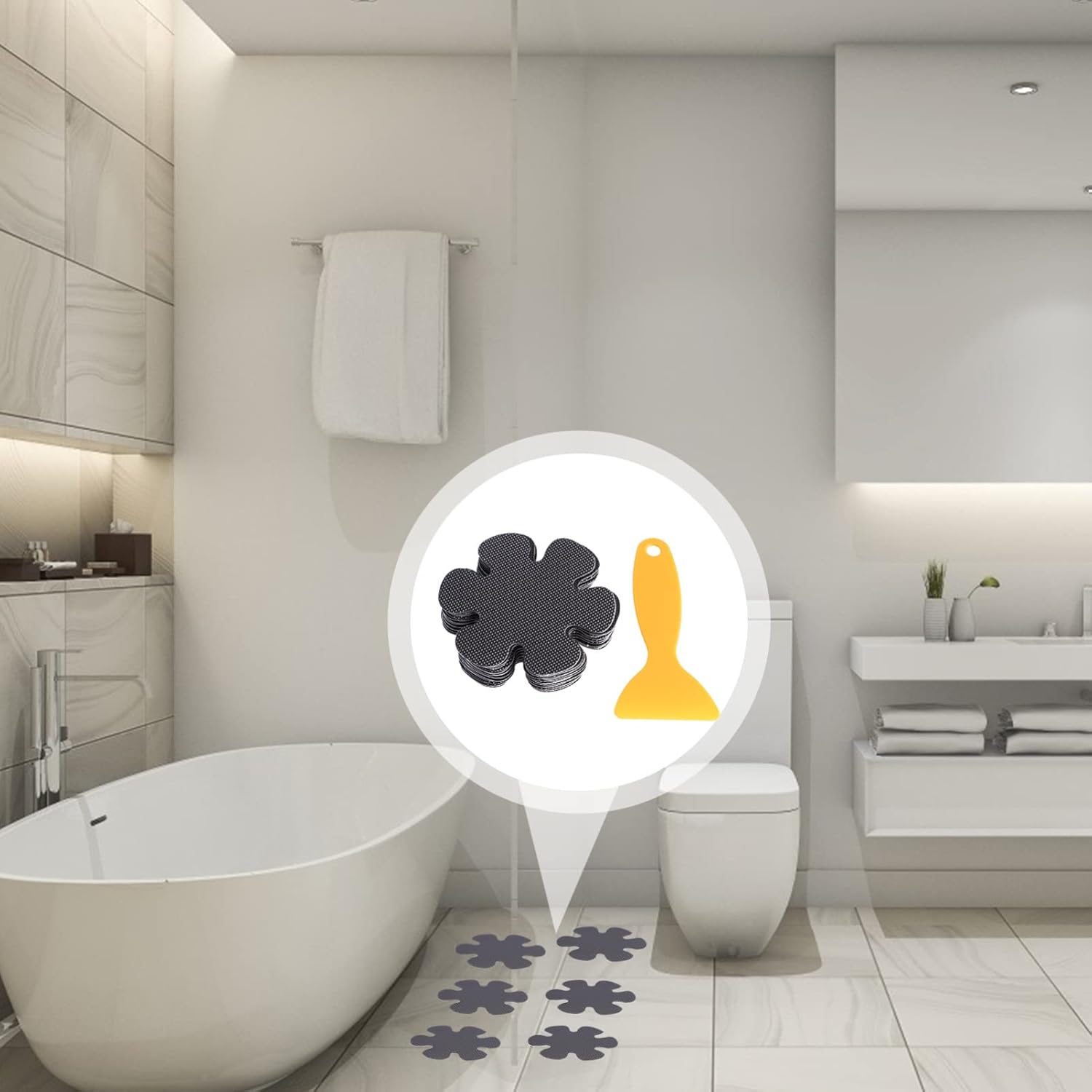 Garneck 60pcs Flower Shaped Nonslip Shower Stickers 1