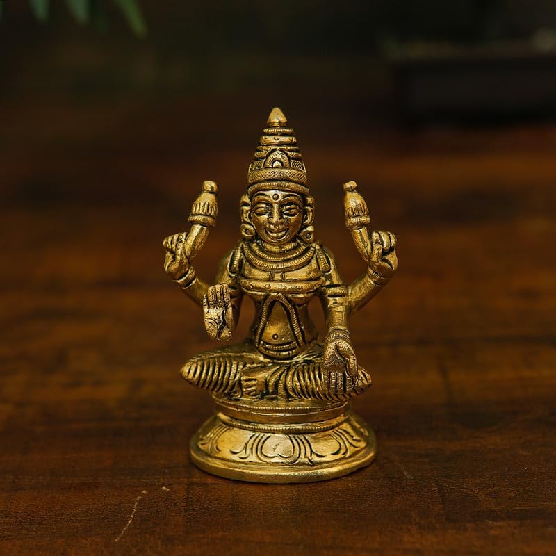 Statuestudio Laxmi Idol 4 Inch Brass Statue