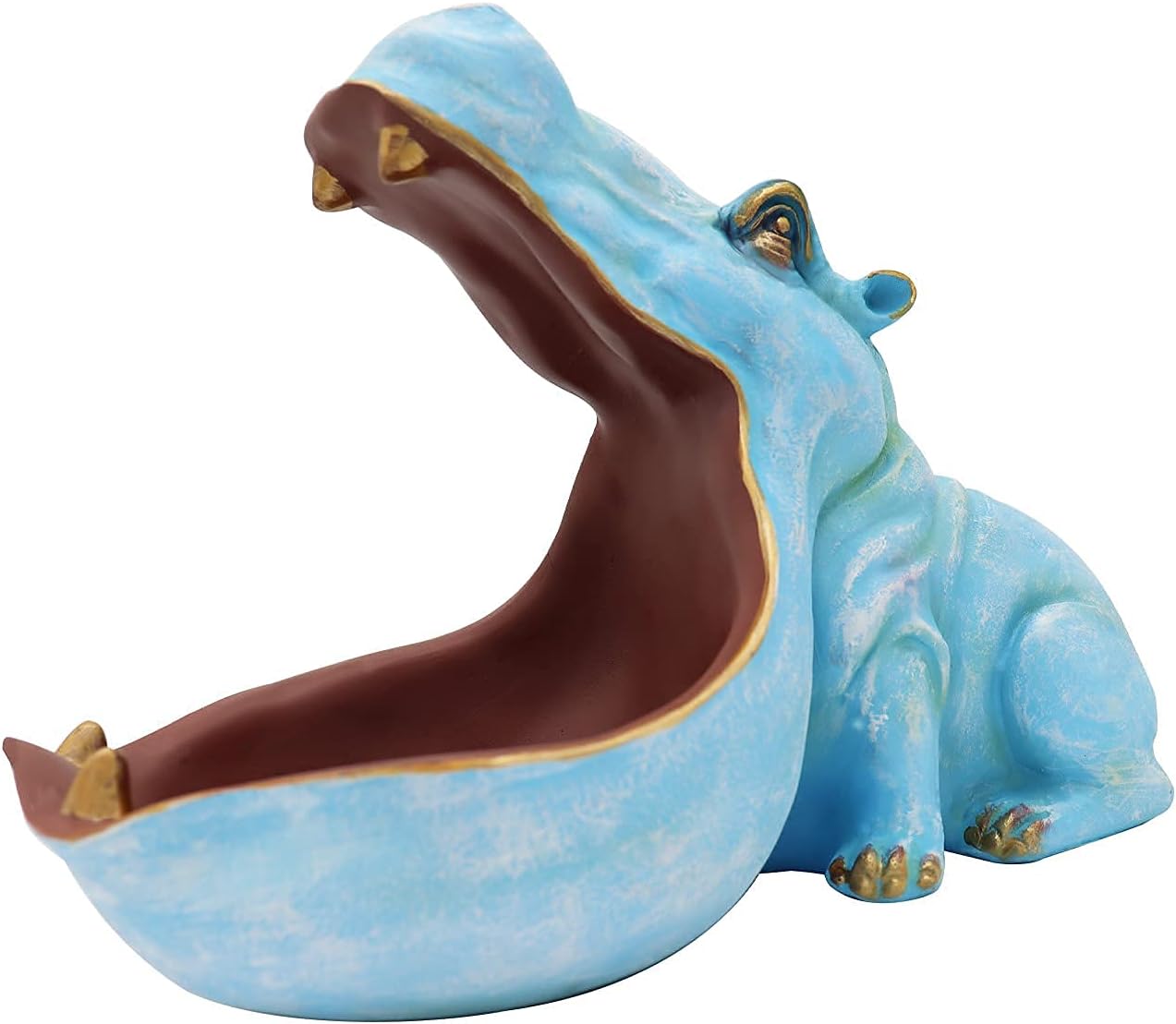 aboxoo Hippo Statue Resin Candy Dish Key Bowl Storage Box