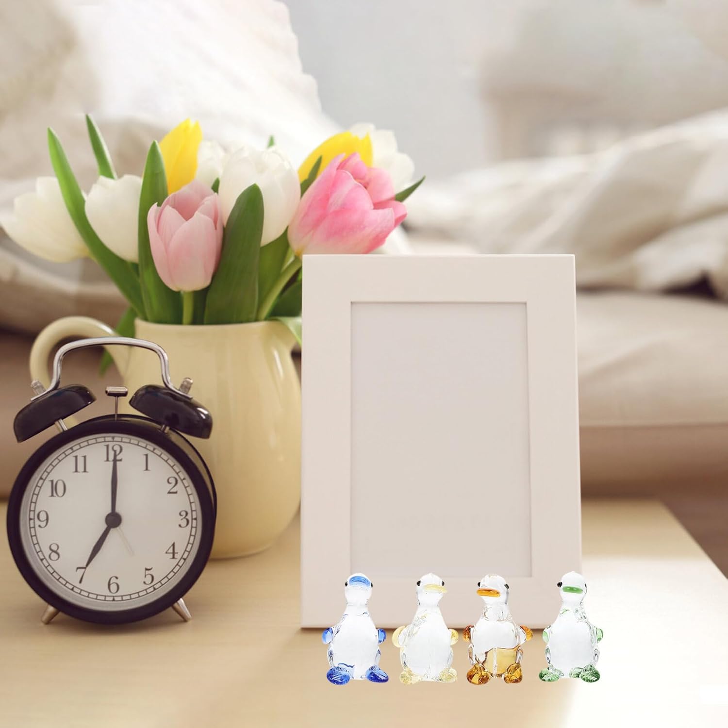 VOSAREA Crystal Desk Decor 4pcs Miniature Figurine Set