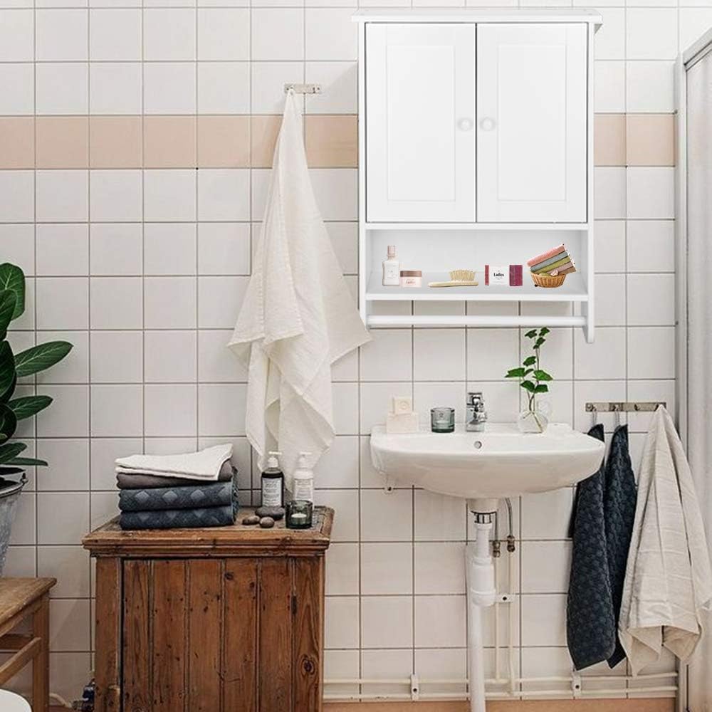 Pinikuyiro Bathroom Cabinet with 2 Doors and Adjustable Shelf