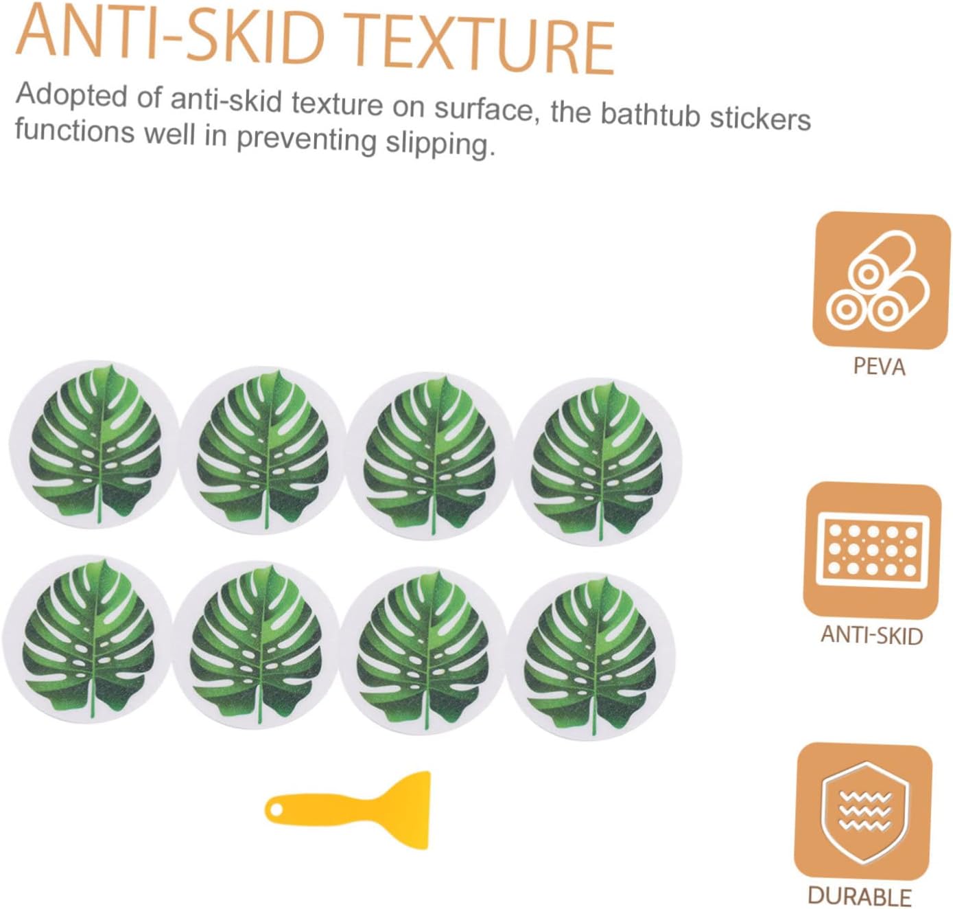 1 Set Non-Slip Tropical Leaf Bathtub Stickers