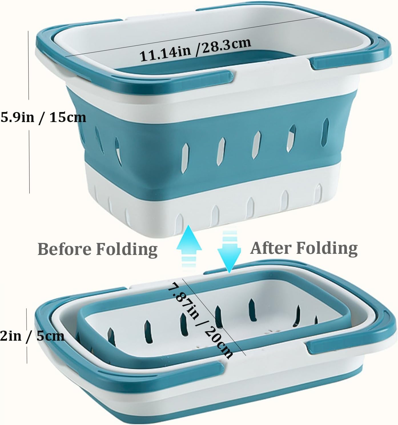 Haundry Foldable Shower Caddy Basket with Handles - Blue