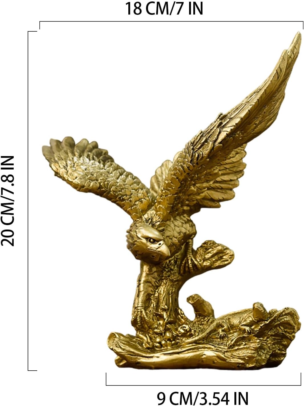 Golden Resin Flying Eagle Statue for Home Office Decor