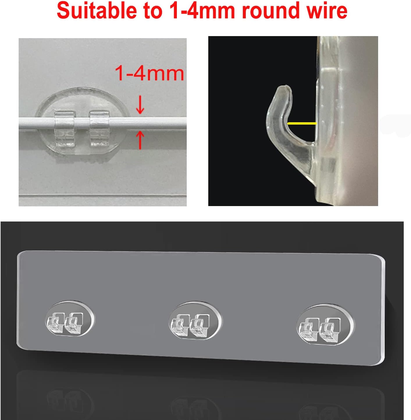 4 Pcs Transparent Shower Caddy Hooks Adhesive Replacement for Wall Shelves