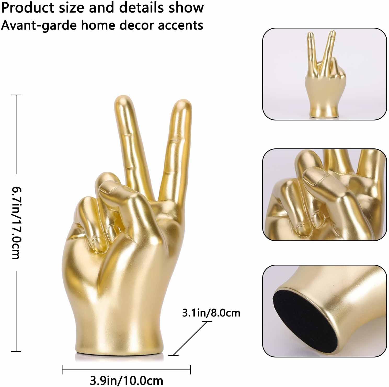 LCCCK Gold Peace Hand Sculpture Decor