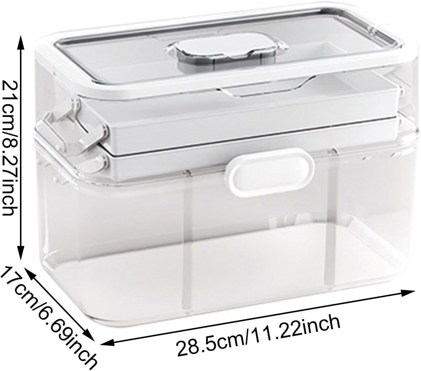 3-Tier Portable Medicine Cabinet Organizer with Clear Lid and Handle