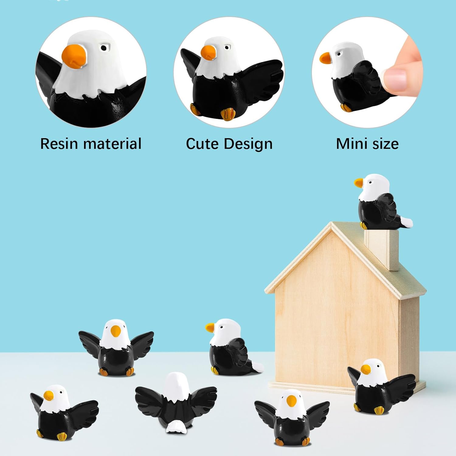 MKAWPOLA 30 Pcs Mini Resin Bald Eagle Decor