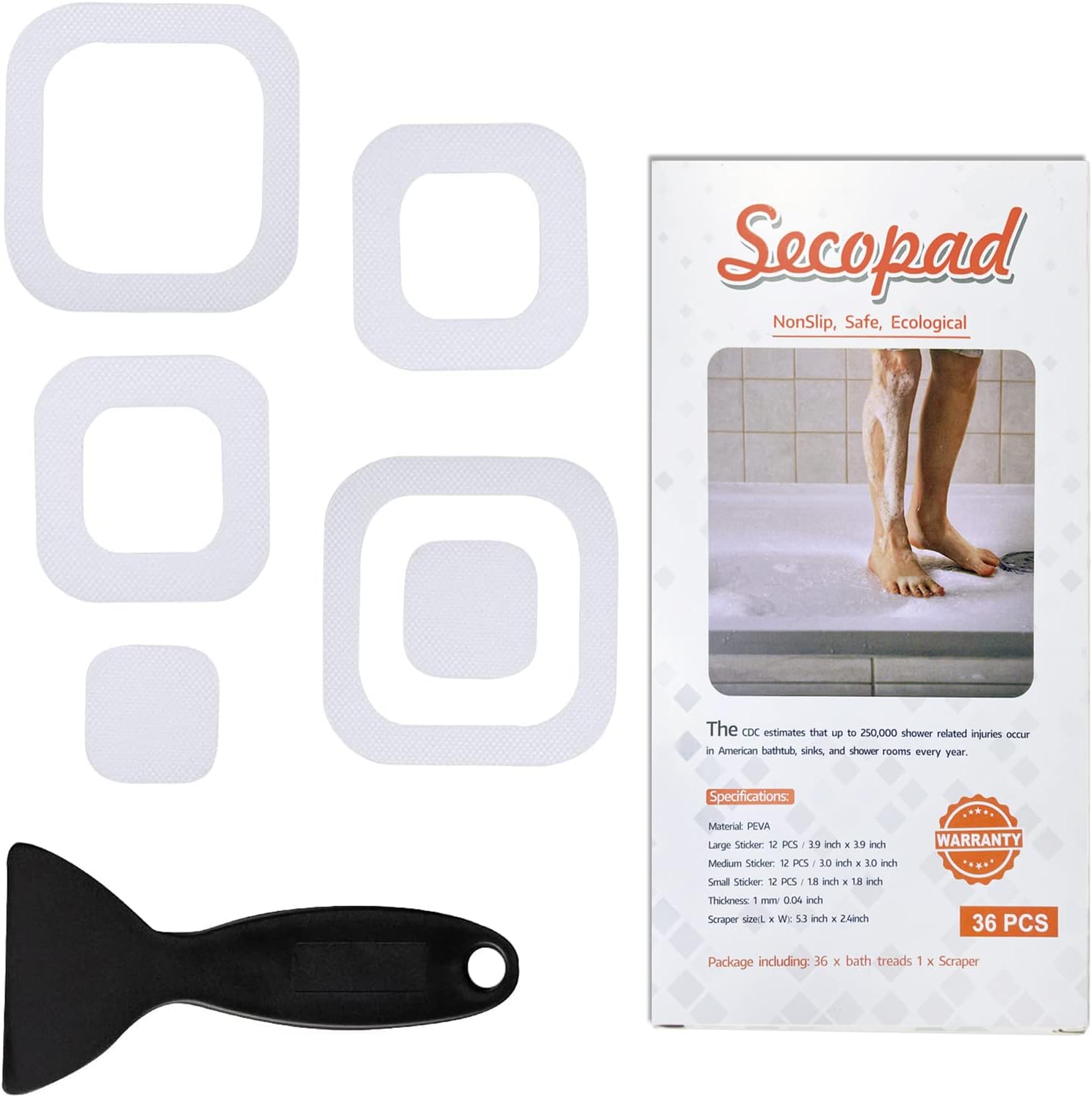 Non-Slip Bathtub Stickers 36 PCS Safety Treads