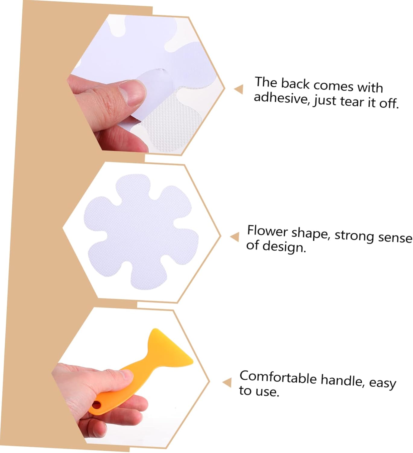 20pcs Non-Slip Flower Stickers for Bathroom