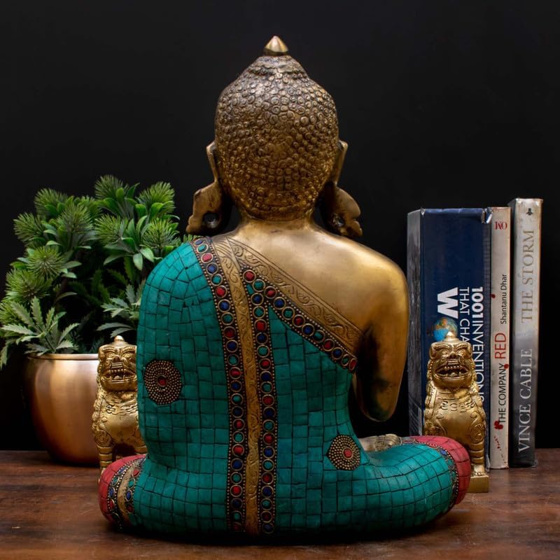 Statuestudio Blessing Buddha Statue in Golden Brass