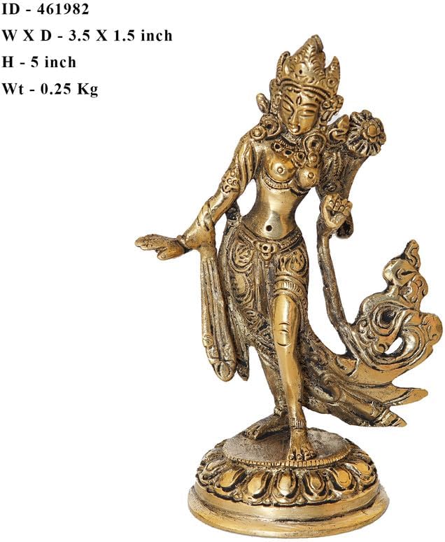 Statuestudio Brass Gold Tara Lady Statue 5 Inch