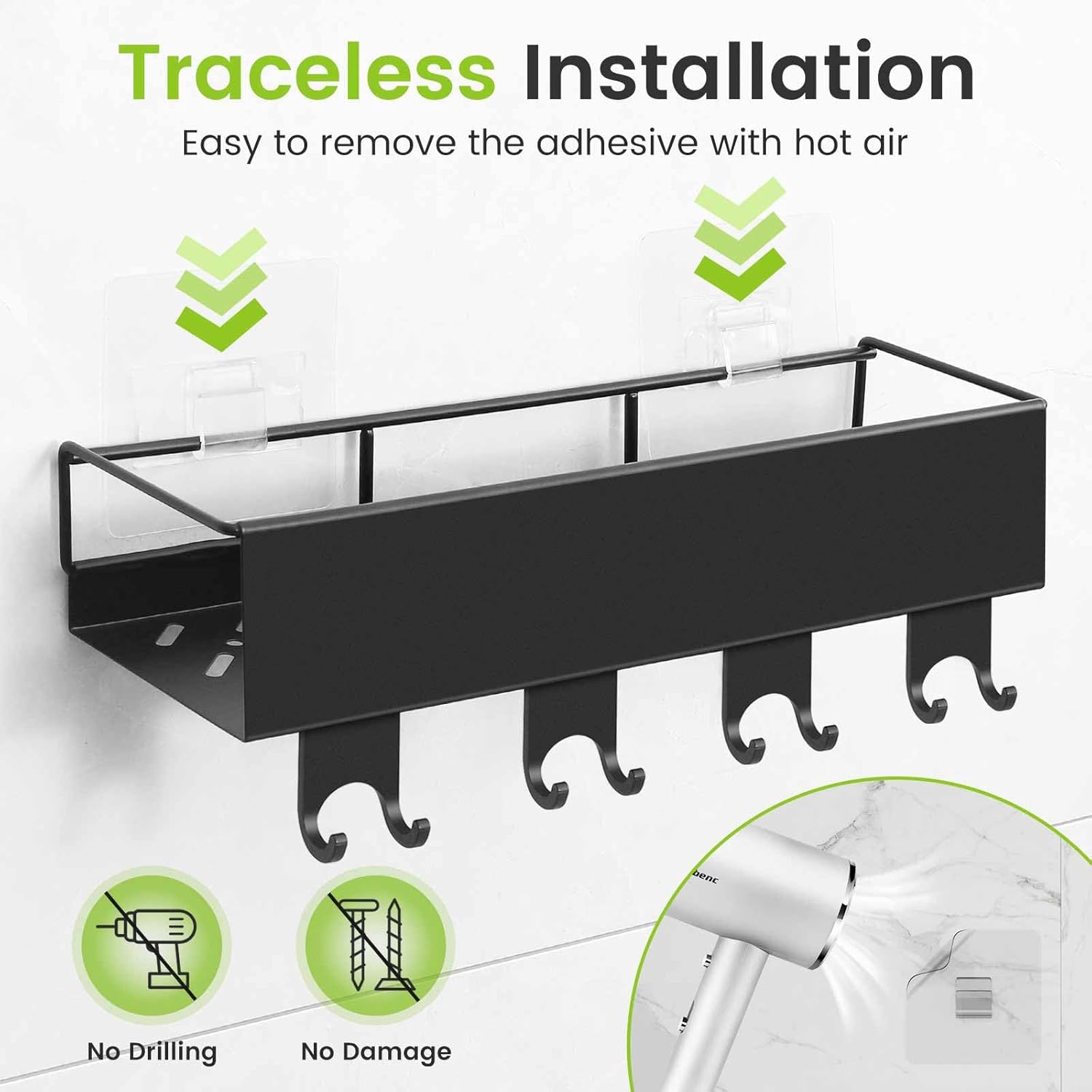 LUXEAR 5 Pack Adhesive Shower Caddy Organizer