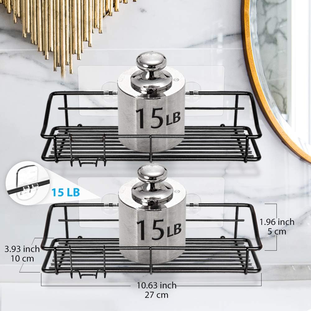 Nieifi Shower Caddy Shelf with Hooks 2 Pack